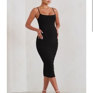 Club L London Sleek Black Midi Dress